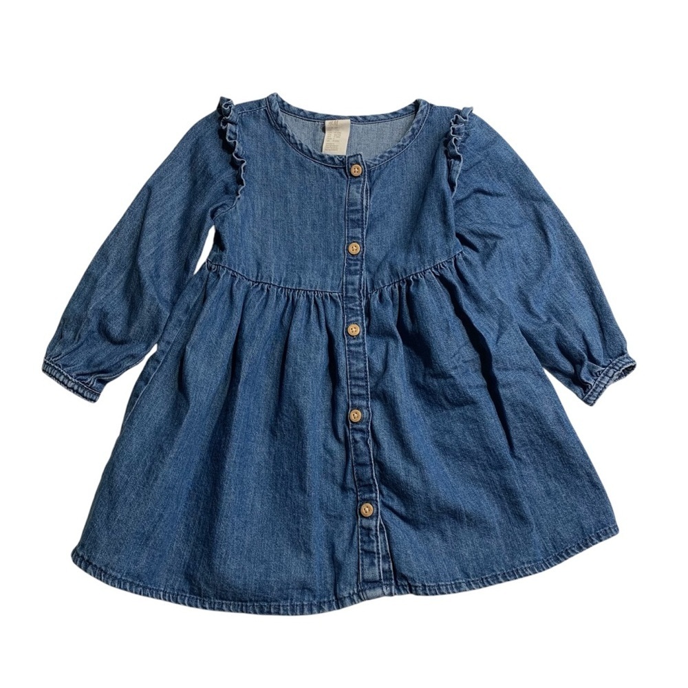 H&M baby girls 9-12M Blue Denim‎ Dress